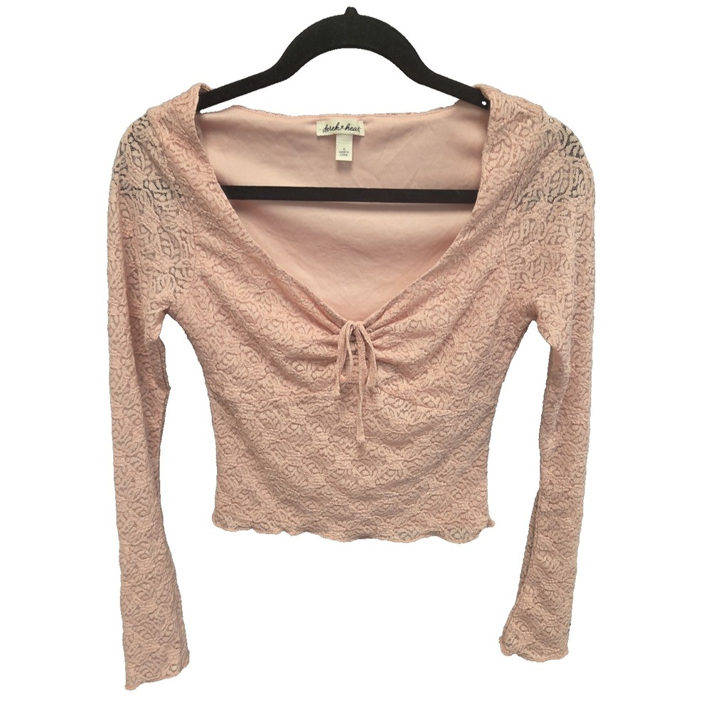Derek Heart Womens SZ M Crop Top Pink Lace NWT
